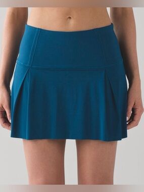 Lululemon Lost In Pace Poseidon Teal Blue Mid-Rise Athletic Preppy Tennis Skirt
